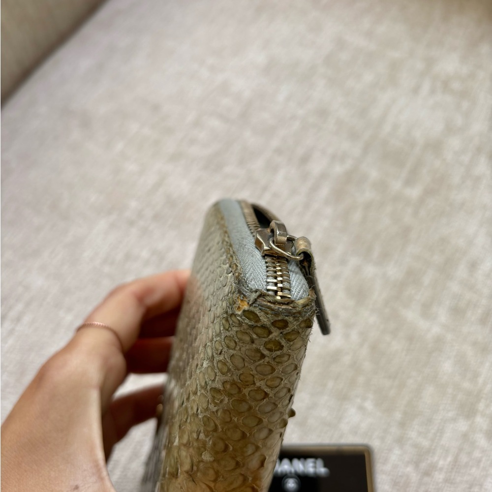 Authentic Chanel Multicolor Python Skin Zip Aroun… - image 5